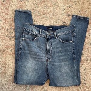 Express Blue Jeans with Classic Wash and Subtle Fading